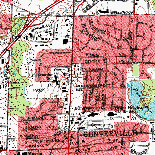 Topographic Map of Old Centerville Cemetery, OH