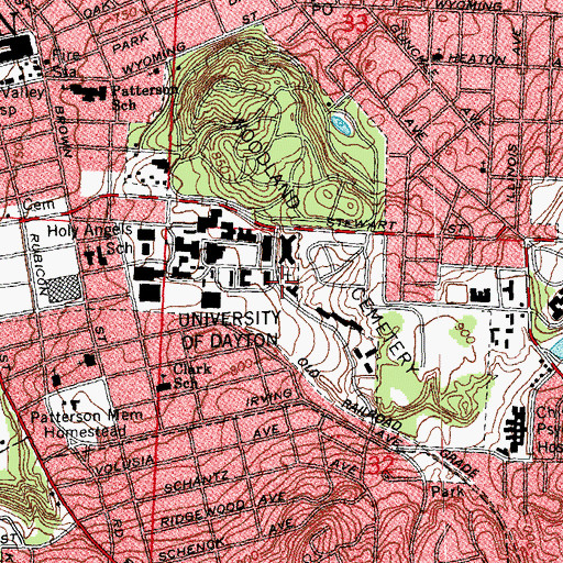 Topographic Map of University of Dayton Cemetery, OH