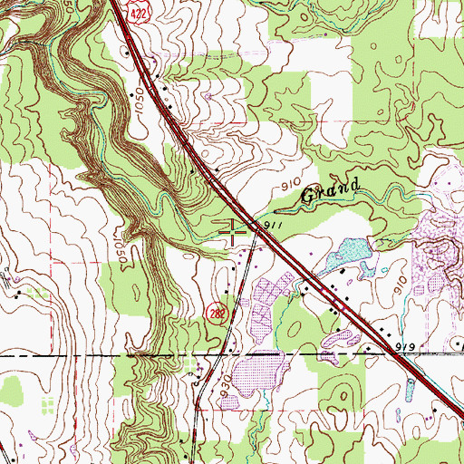 Topographic Map of Parkman Gorge, OH