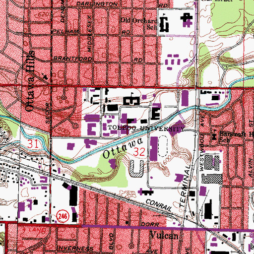 Topographic Map of Carlson Library, OH