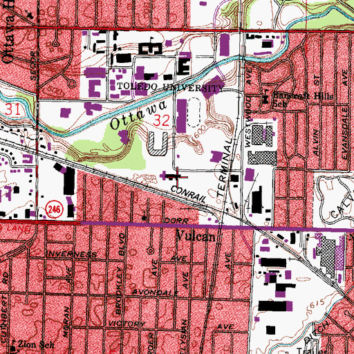 Topographic Map of Carter Hall East, OH