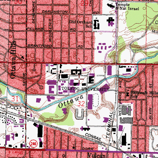Topographic Map of Centennial Mall, OH