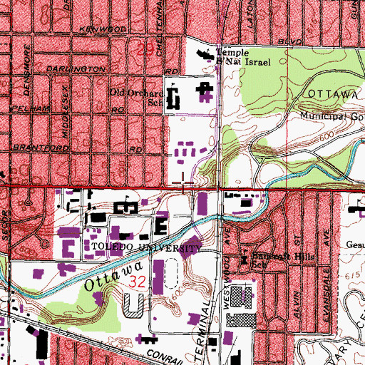 Topographic Map of Driscoll Center for Continuing Education, OH