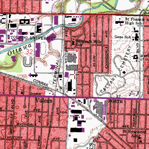 Topographic Map of East Engineering Building, OH