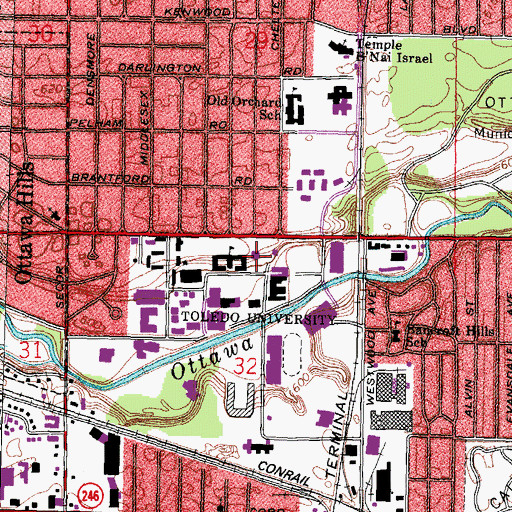 Topographic Map of Gillham Hall, OH