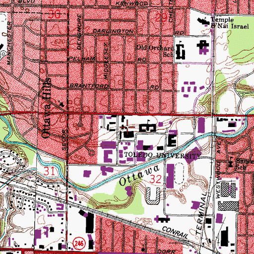 Topographic Map of Libbey Hall, OH