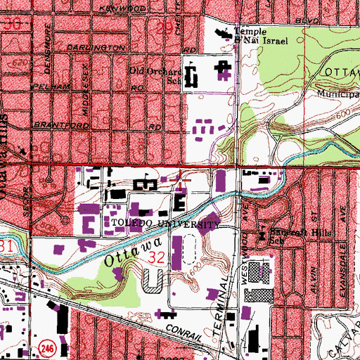 Topographic Map of Ritter Astrophysical Research Center, OH