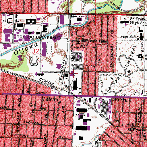 Topographic Map of South Engineering Building, OH