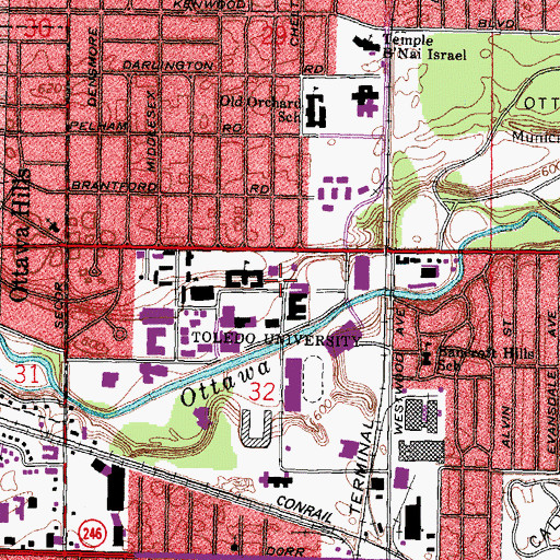 Topographic Map of Stranahan Hall, OH