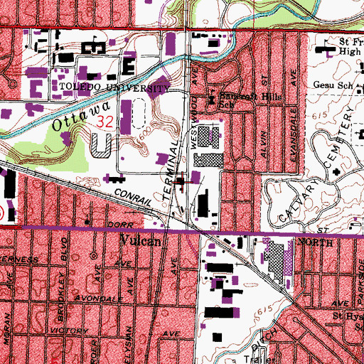 Topographic Map of Westwood Research Annex, OH