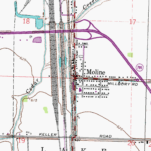 Topographic Map of Moline United Methodist Church, OH
