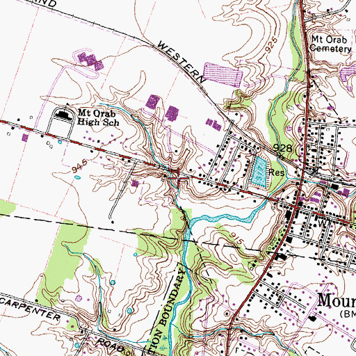 Topographic Map of First Baptist Church, OH