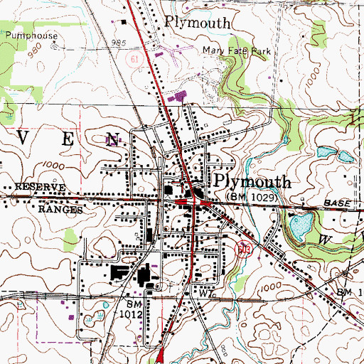 Topographic Map of Plymouth United Methodist Church, OH