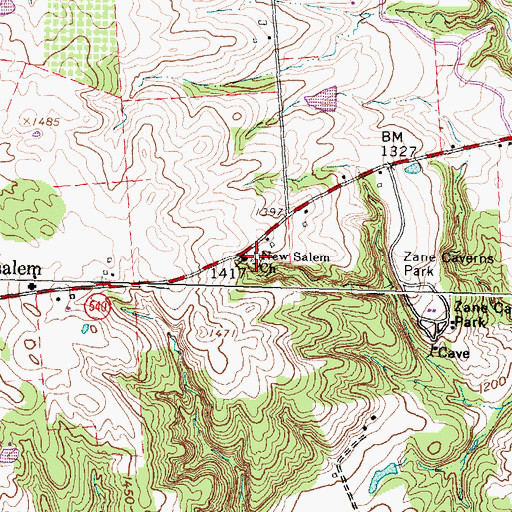 Topographic Map of New Salem Cemetery, OH