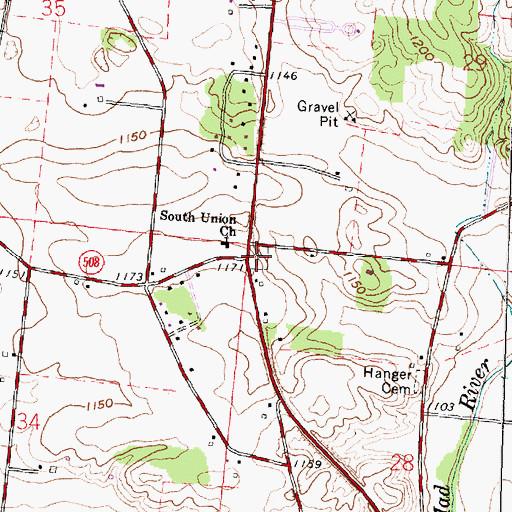 Topographic Map of South Union Cemetery, OH