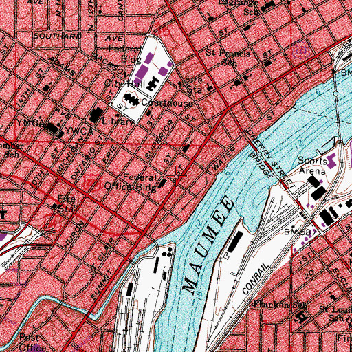 Topographic Map of Edison Plaza, OH