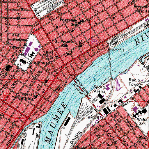 Topographic Map of Maritime Building, OH