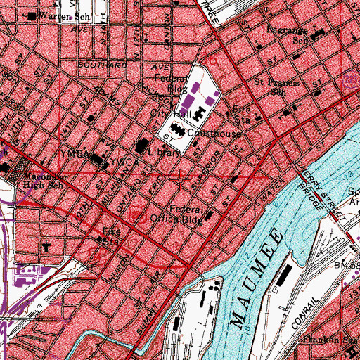 Topographic Map of Nicholas Building, OH