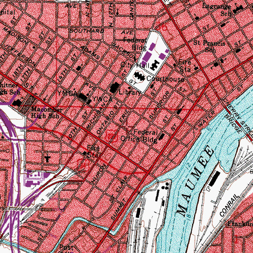 Topographic Map of One Lake Erie Center, OH