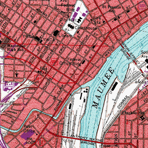 Topographic Map of SeaGate Centre, OH