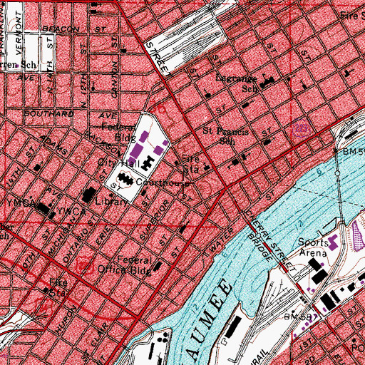 Topographic Map of Toledo Blade Building, OH
