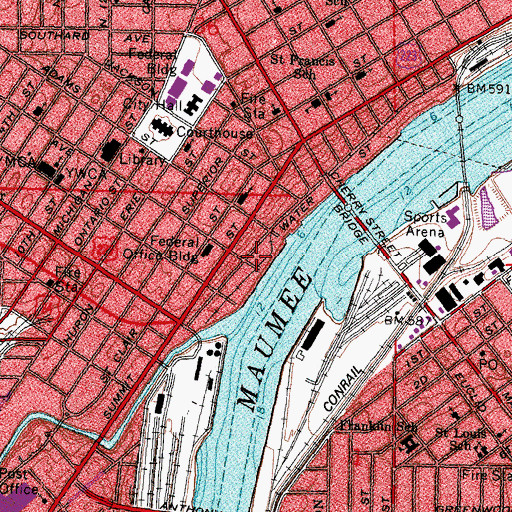 Topographic Map of Toledo Edison Steam Plant, OH
