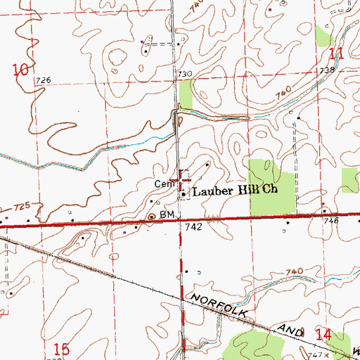 Topographic Map of Lauber Hill Cemetery, OH