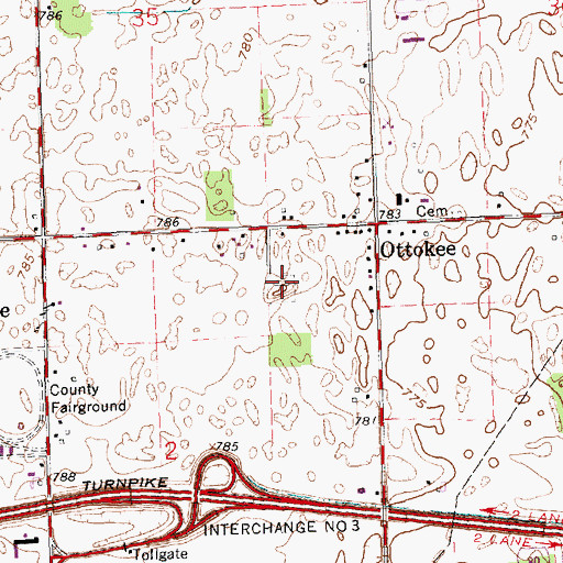 Topographic Map of Ottokee Cemetery, OH