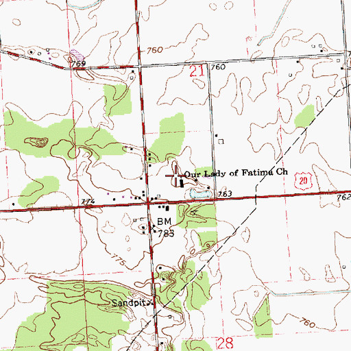 Topographic Map of Our Lady of Fatima Cemetery, OH