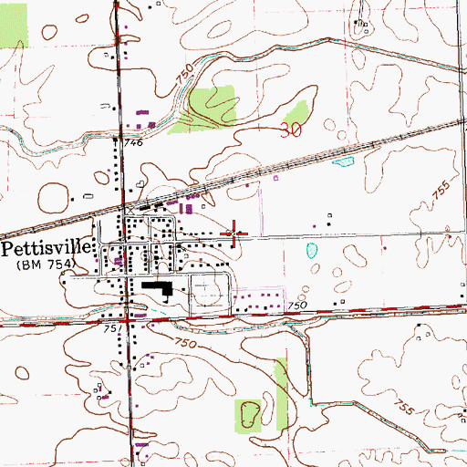 Topographic Map of Pettisville Lutheran Cemetery, OH
