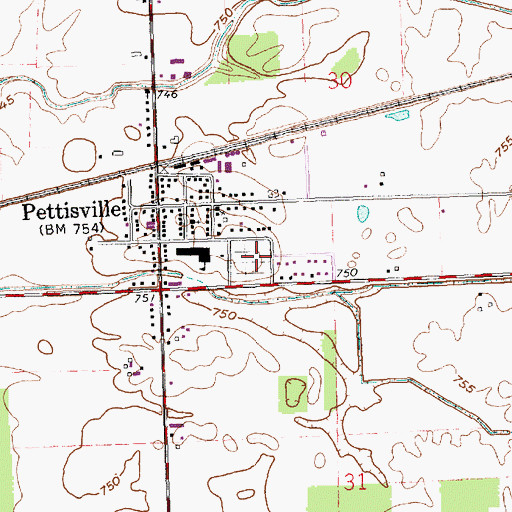 Topographic Map of Pettisville Mennonite Cemetery, OH