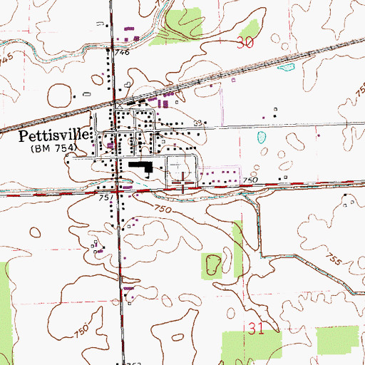 Topographic Map of Pettisville Union Cemetery, OH