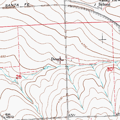 Topographic Map of Deora, CO