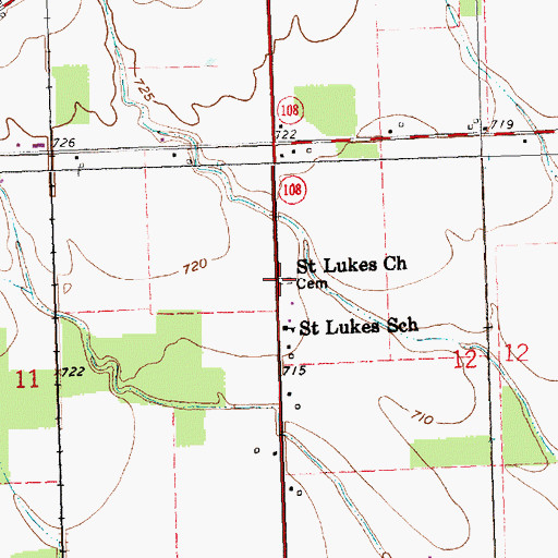 Topographic Map of Saint Luke Lutheran Cemetery, OH
