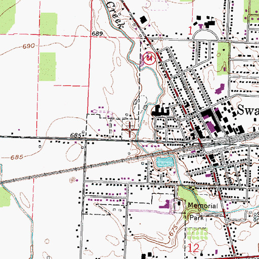 Topographic Map of Saint Richards Cemetery, OH