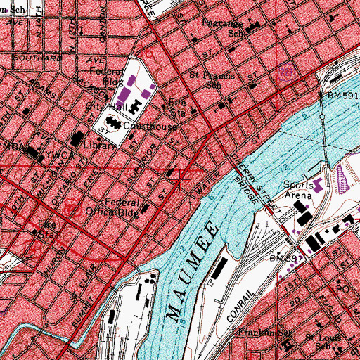 Topographic Map of Portside Marketplace, OH