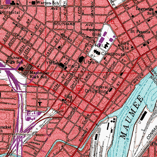 Topographic Map of Pythian Castle, OH