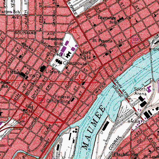 Topographic Map of Valentine Theater Building, OH