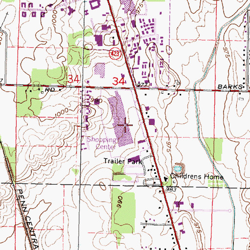 Topographic Map of Barks Cemetery (historical), OH