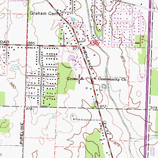 Topographic Map of Boyer Cemetery, OH