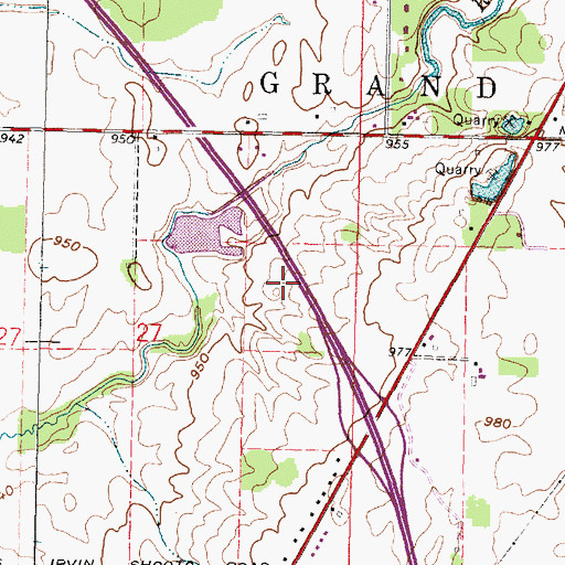 Topographic Map of Burtsfield Cemetery, OH