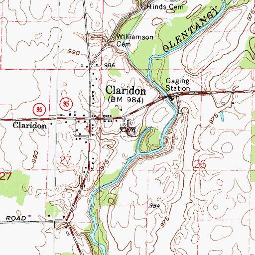 Topographic Map of Claridon Cemetery, OH