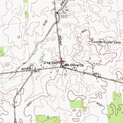 Topographic Map of Mount Olive Cemetery, OH