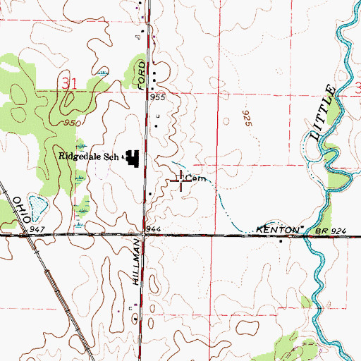 Topographic Map of Page Cemetery, OH