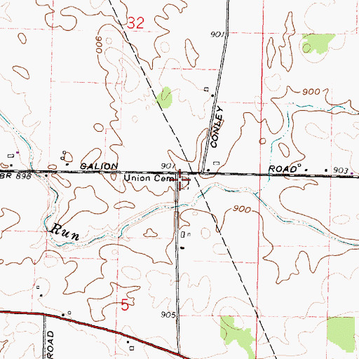 Topographic Map of Union Free Will Baptist Church (historical), OH