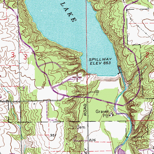 Topographic Map of Acton Lake Picnic Area, OH