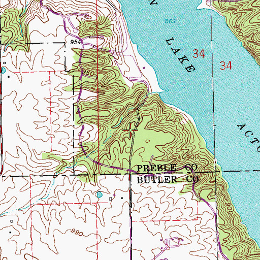 Topographic Map of Hueston Woods State Nature Preserve, OH
