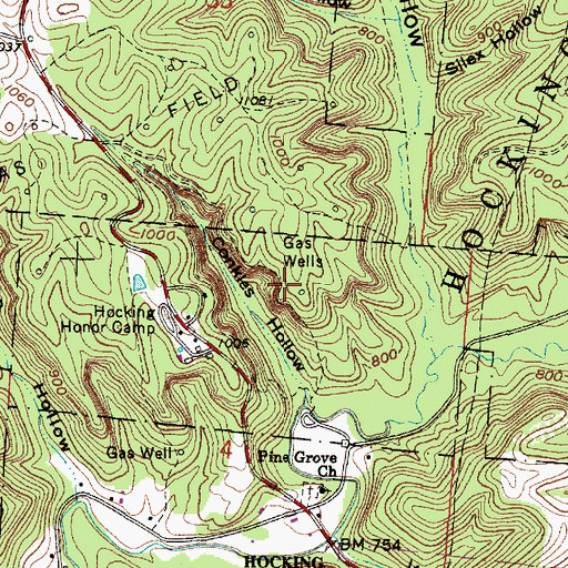 Topographic Map of East Rim Trail, OH