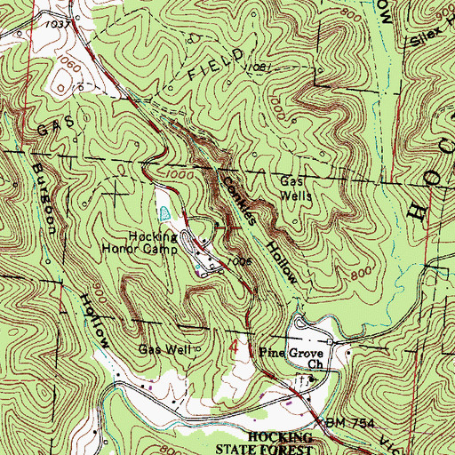 Topographic Map of West Rim Trail, OH