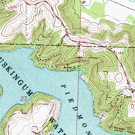 Topographic Map of Hidden Ledges Cottage Area, OH